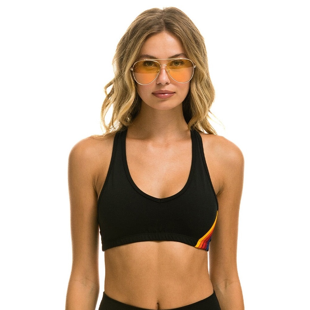 Aviator Nation Women’s 5 Stripe Sports Bra - Black